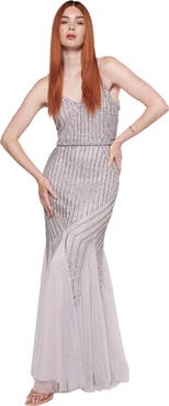 BEAUUT Occasion Embellished Sequin Beaded A Line Evening Midi Dress