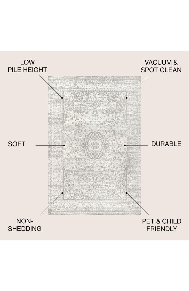 JONATHAN Y Scala Ornate Bohemian Medallion Area Rug, Alternate, color, Gray/Cream