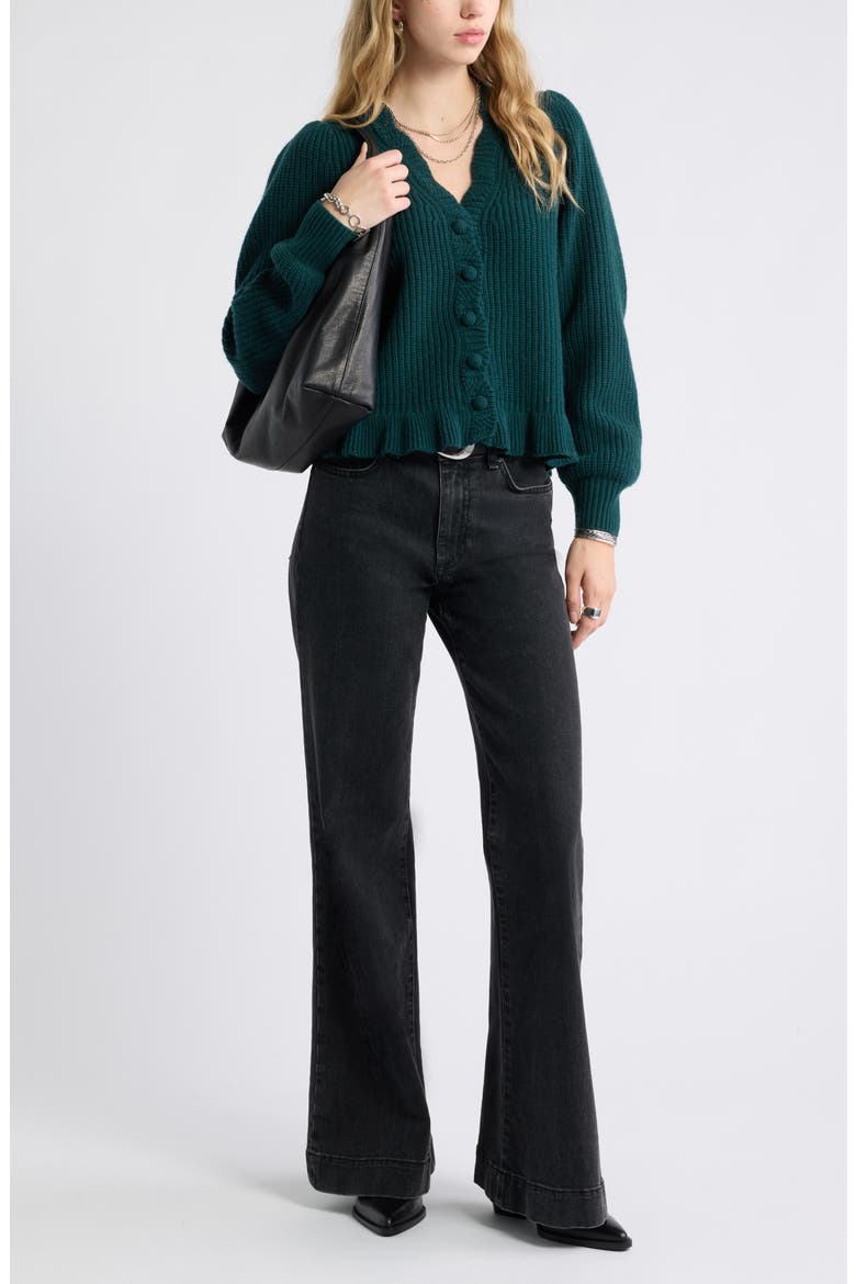 Scallop Wool & Cashmere Cardigan, Alternate, color, GREEN PONDEROSA