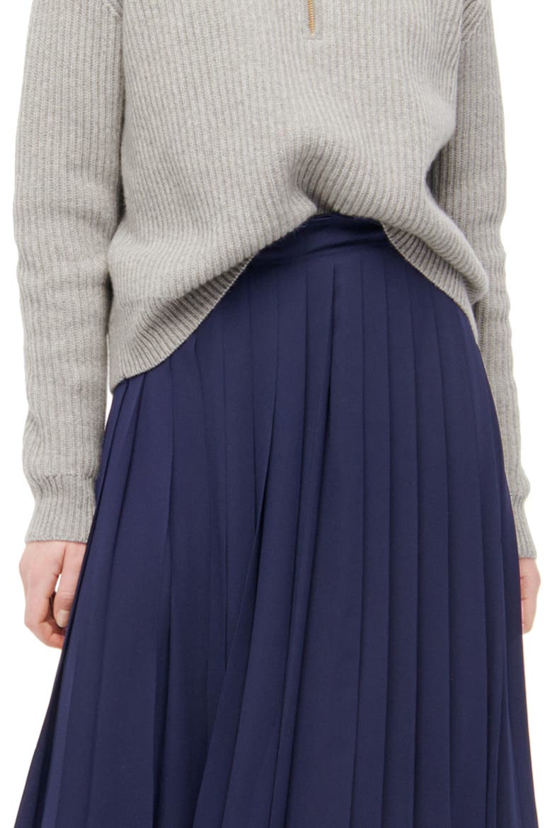 Pleated Midi Skirt, Main, color, NAVY