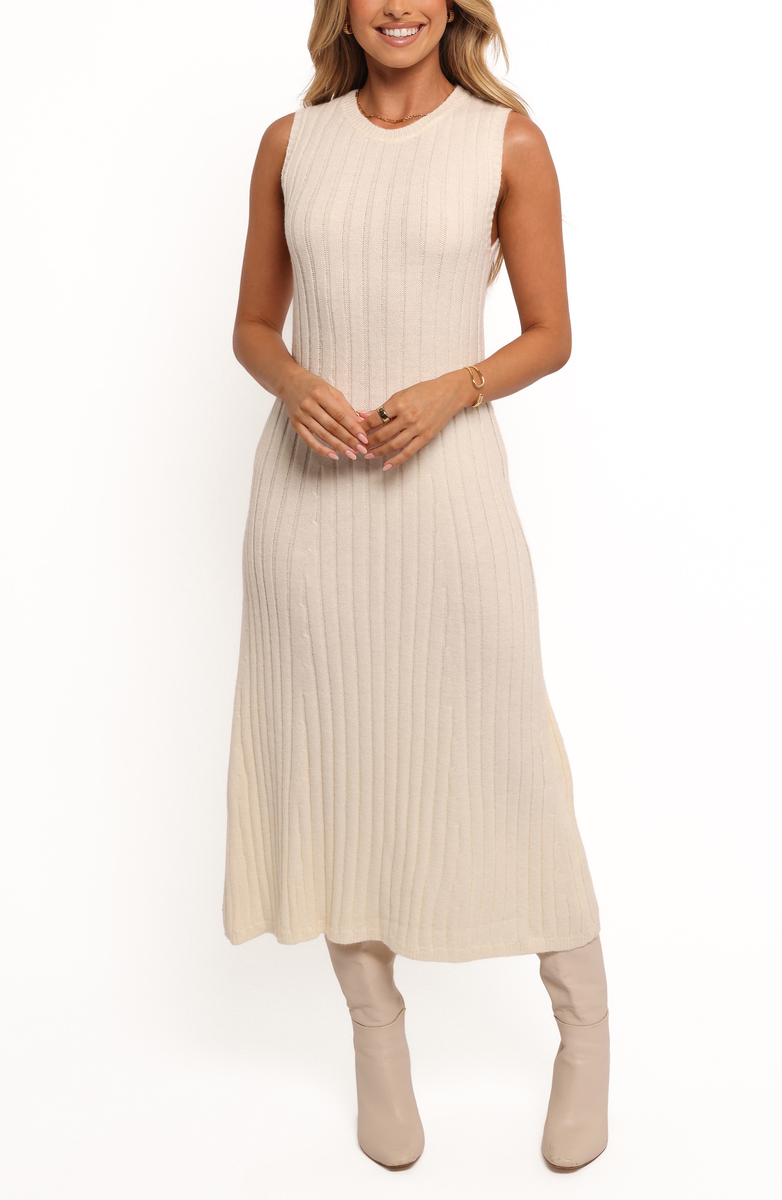 Petal & Pup Kellie Sleeveless Rib Midi Sweater Dress