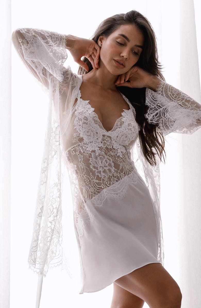 In Bloom by Jonquil Marry Me Lace & Satin Chemise, Alternate, color, Ivory