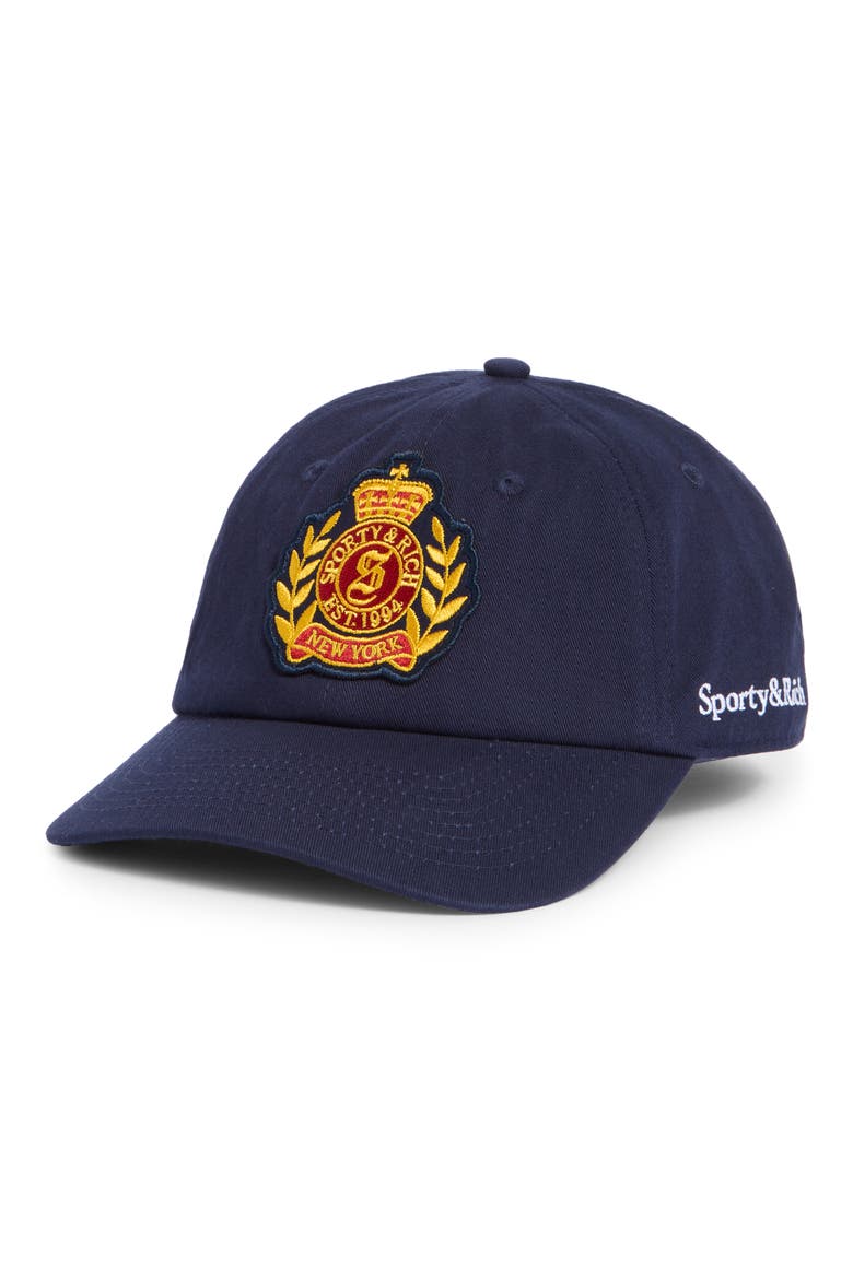 Logo Crest Embroidered Baseball Cap, Main, color, DARK NAVY