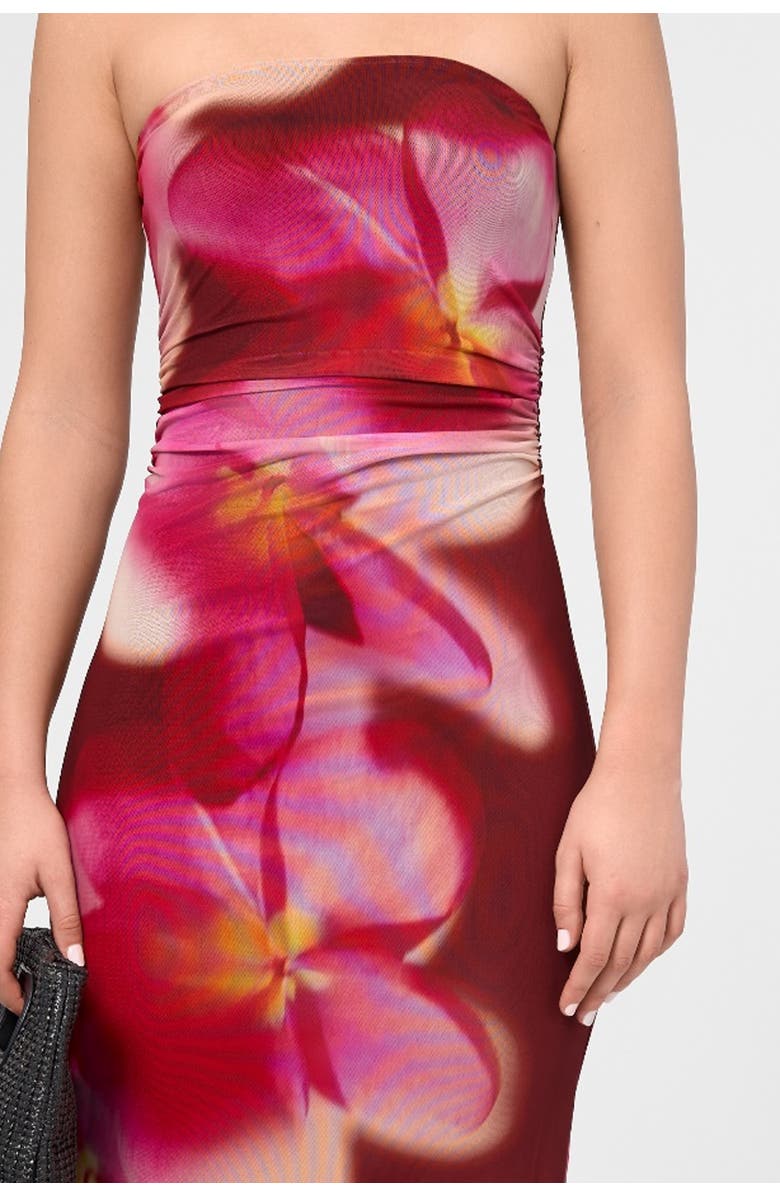 RACHEL Rachel Roy Isola Strapless Mesh Maxi Dress, Alternate, color, Dark Red