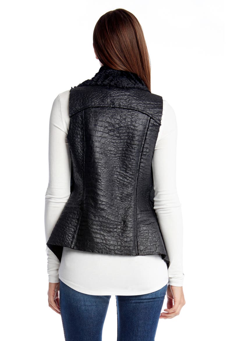 Reversible Faux Fur Vest, Alternate, color, BLACK
