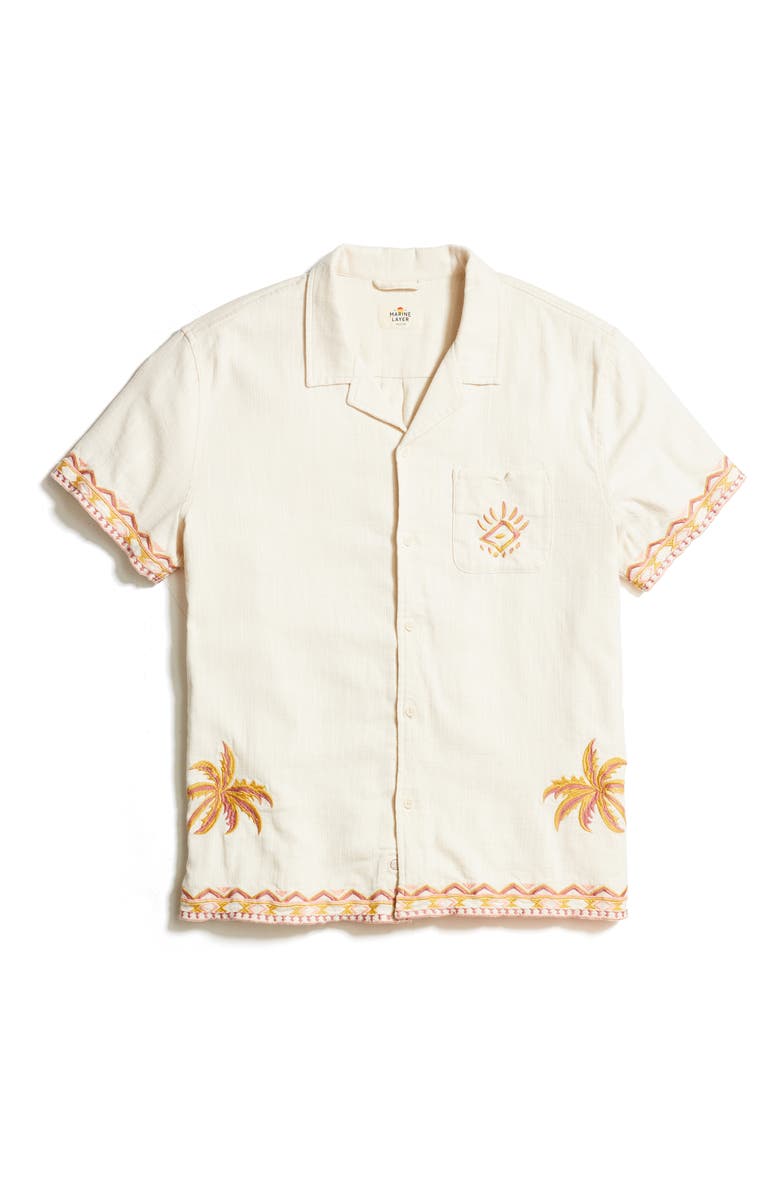 Marine Layer Embroidered Stretch Cotton Camp Shirt, Alternate, color, 