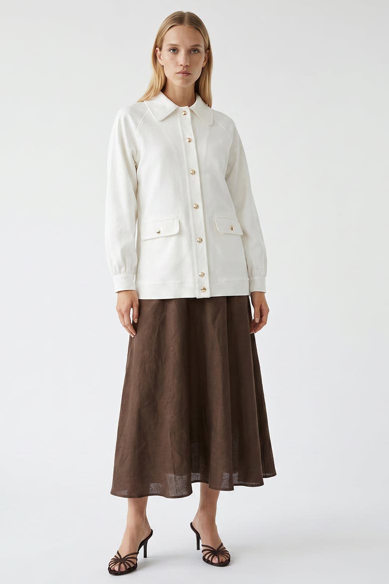 Delancy Shirt Collar Long Sleeve Jacket, Alternate, color, Ecru