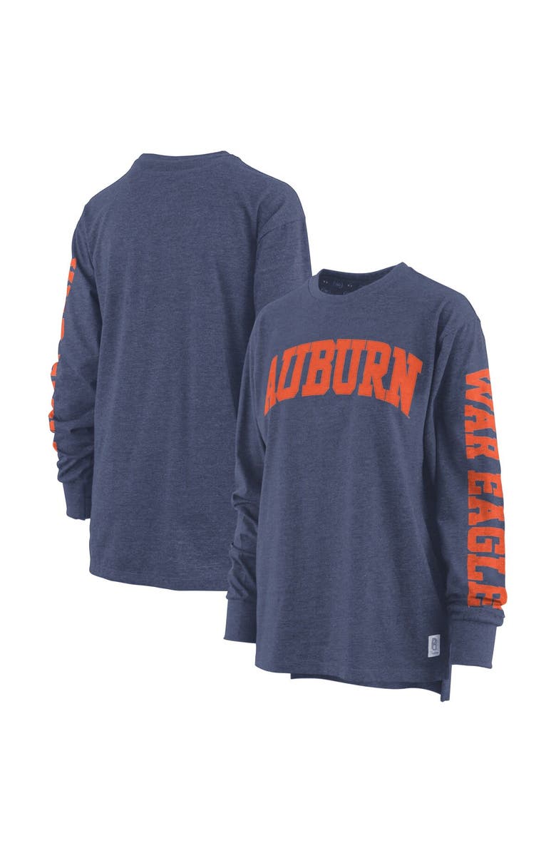 PRESSBOX Women's Pressbox Navy Auburn Tigers Plus Size Two-Hit Canyon Long Sleeve T-Shirt, Main, color,