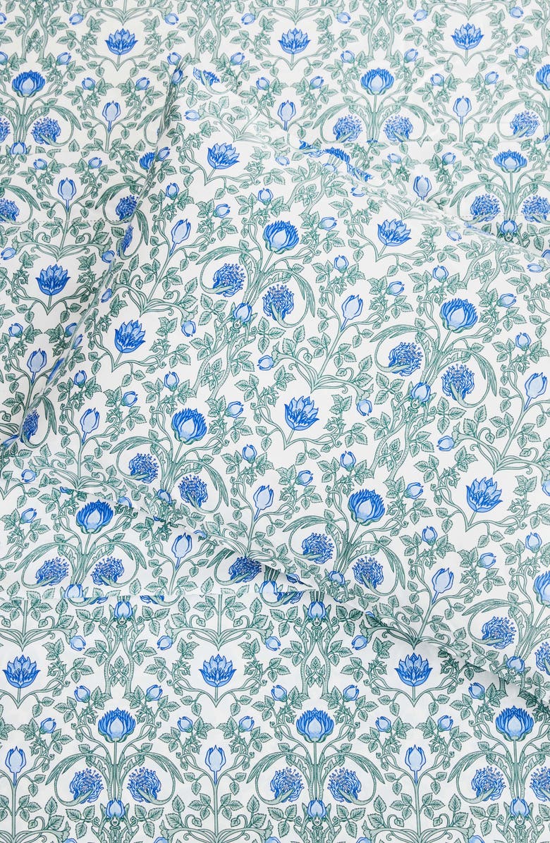 MELANGE HOME Floral Cotton Pillowcase Set, Alternate, color, Blue