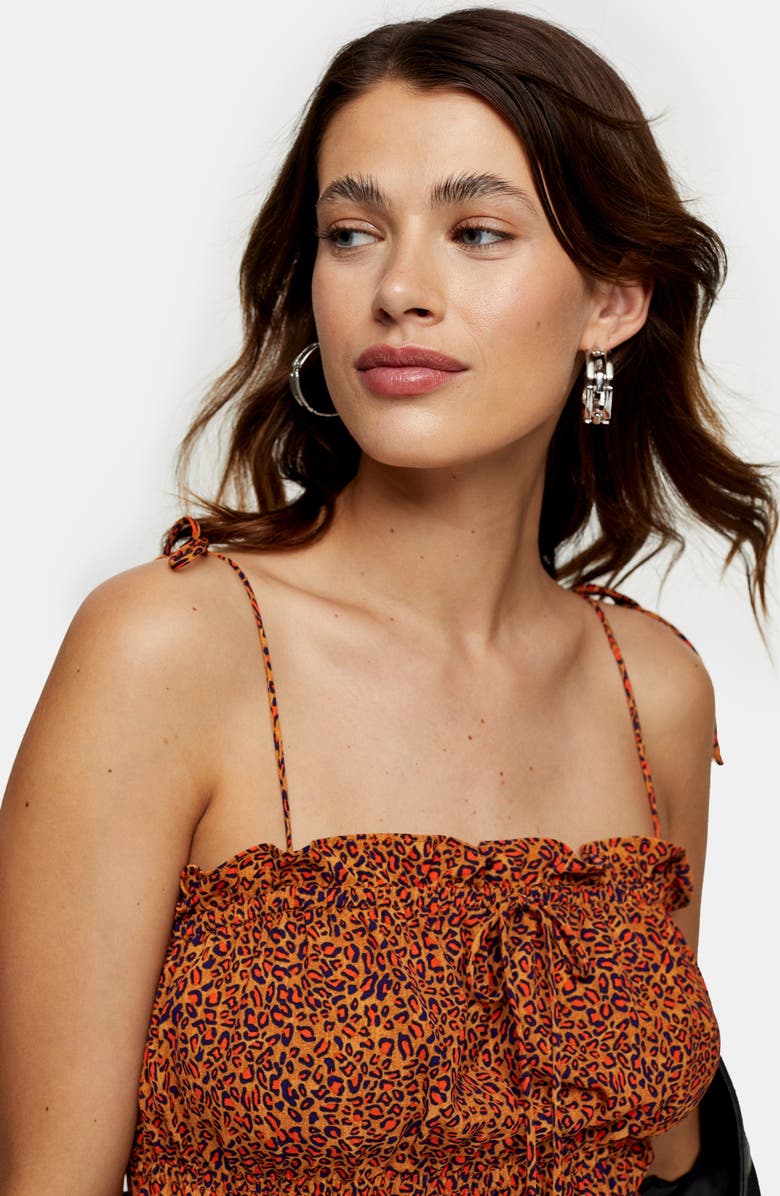 Topshop Shirred Peplum Camisole, Alternate, color, 