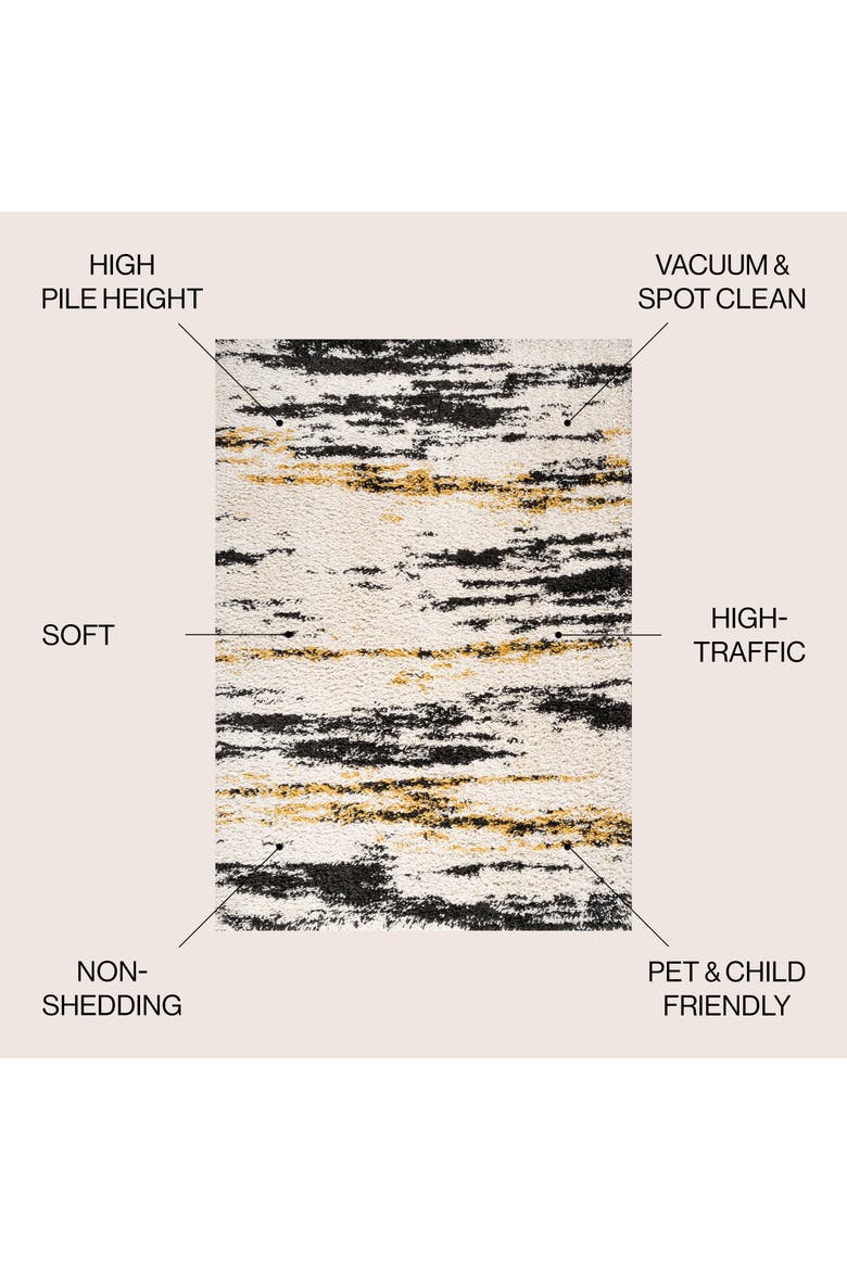 Nova Modern Bold Strie' Shag Area Rug, Alternate, color, Beige/Black/Yellow