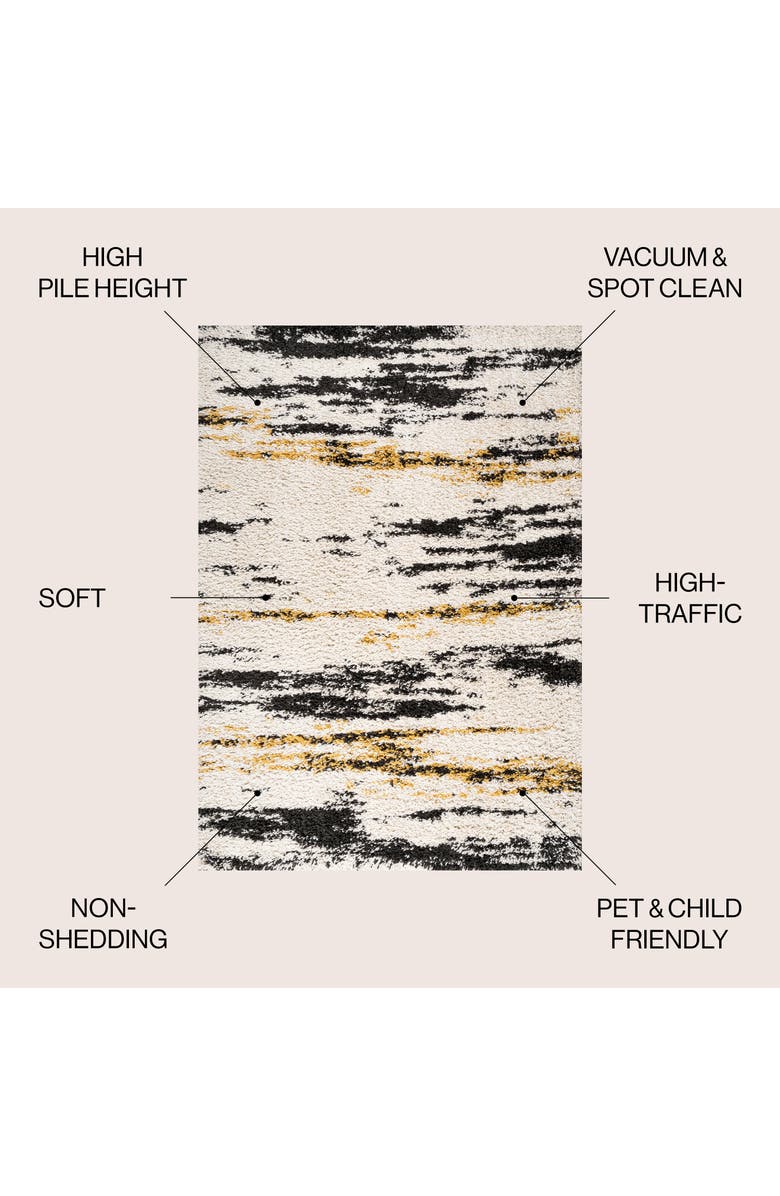 JONATHAN Y Nova Modern Bold Strie' Shag Area Rug, Alternate, color, Beige/Black/Yellow