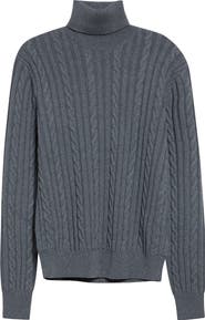 Moncler Cable Knit Virgin Wool Turtleneck Sweater