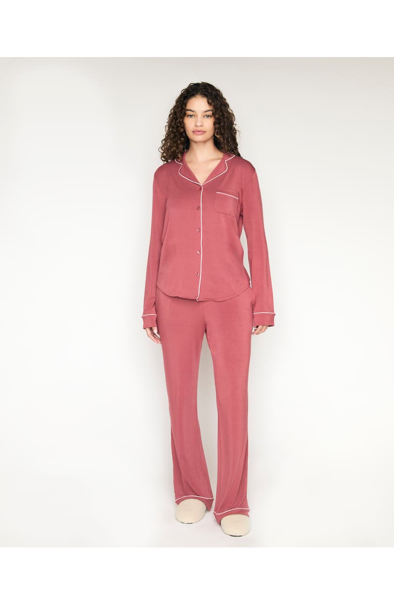 Crickle Daisy I'd Pick You Pajama Set, Main, color, Burgundy