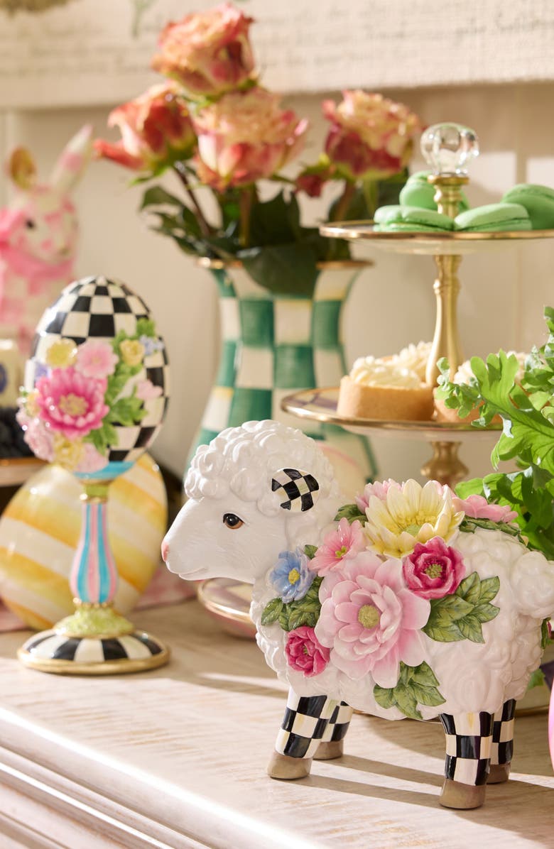 MACKENZIE CHILDS Frolic Spring Floral Pedestal Egg, Alternate, color, Black