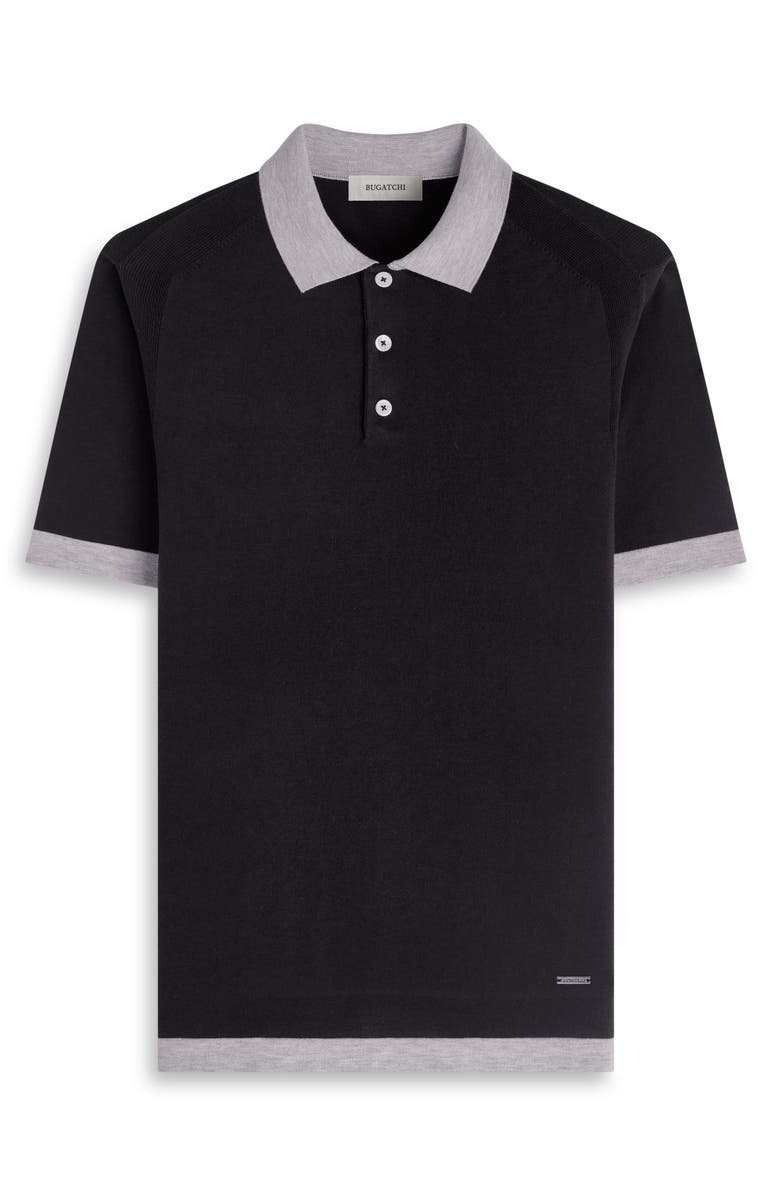 Bugatchi Cotton Blend Polo Sweater, Alternate, color, Black