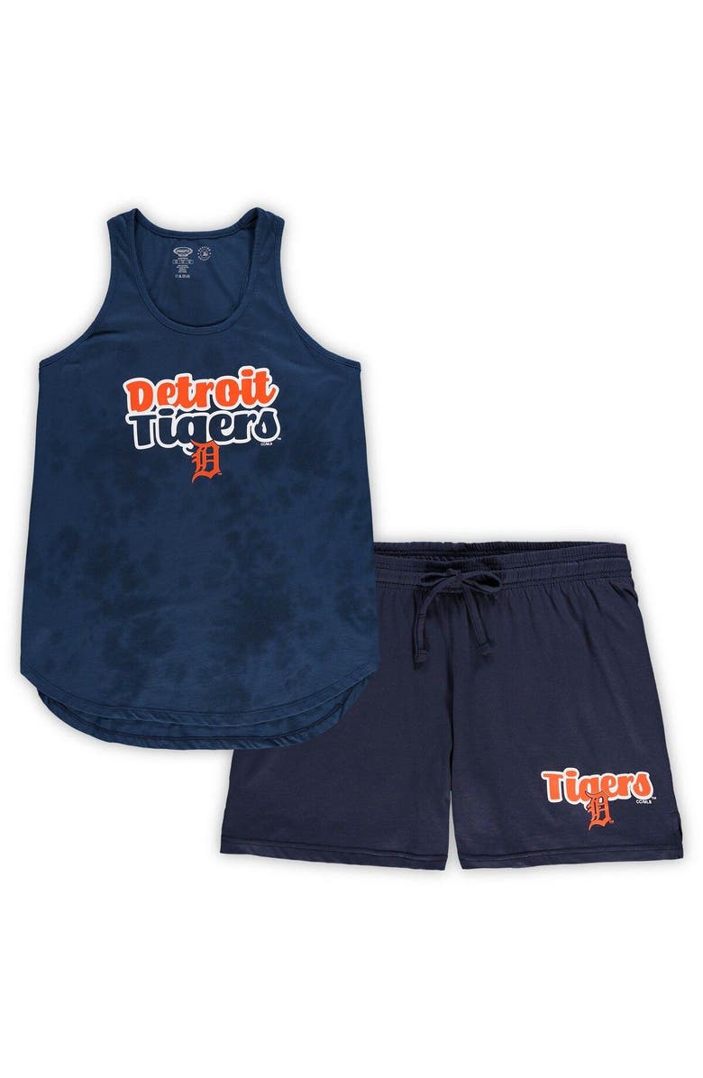 CONCEPTS SPORT Women's Concepts Sport Navy Detroit Tigers Plus Size Cloud Tank Top & Shorts Sleep Set, Main, color, 