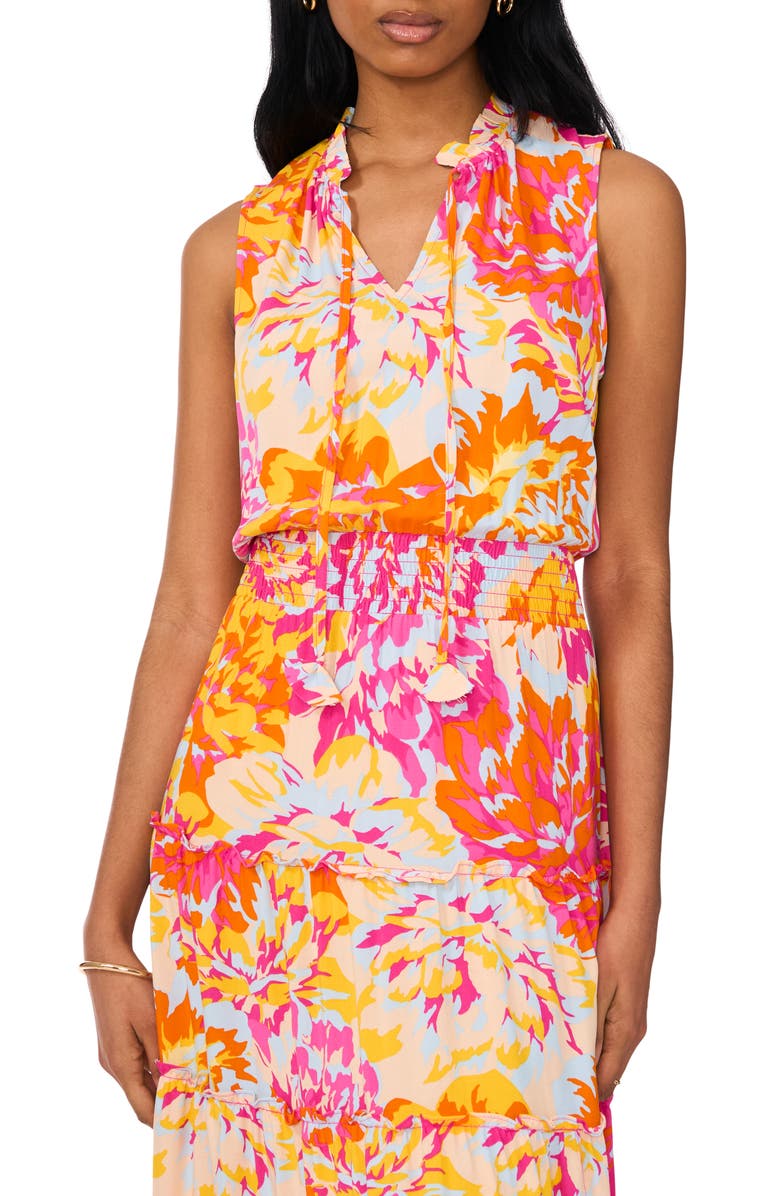 Halogen<sup>®</sup> Smocked Bodice Cotton Midi Sundress, Alternate, color, Pink Multi