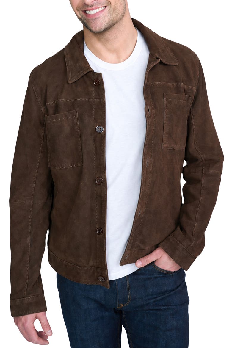 Yukon Leather Jacket, Main, color, DARK CHOCOLATE