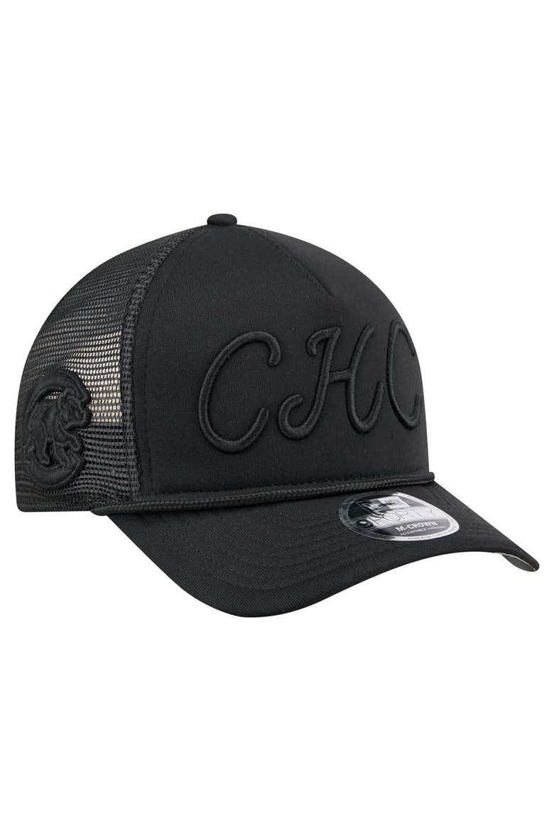 Men's New Era Black Chicago Cubs City Initial 9FORTY A-Frame M-Crown Adjustable Trucker Hat, Alternate, color, Black