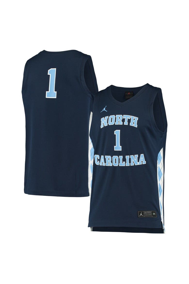 Unisex Jordan Brand #1 Navy North Carolina Tar Heels Replica Basketball Jersey, Main, color, Navy
