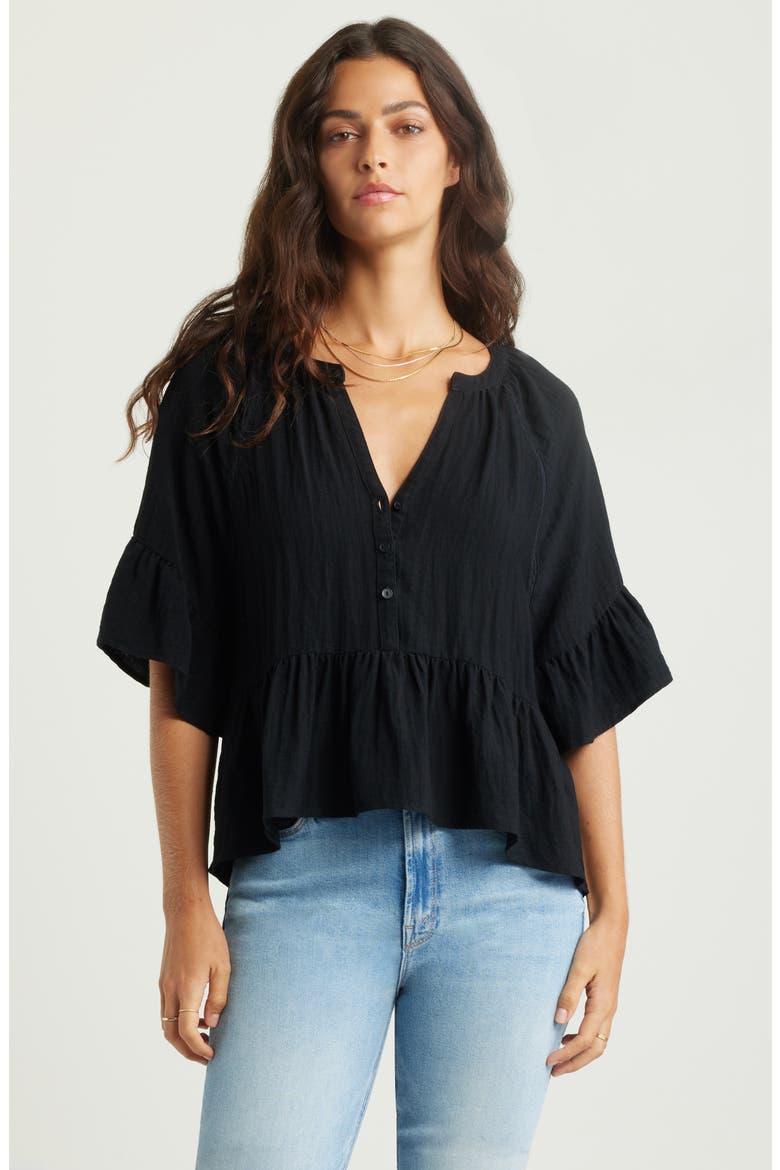 Ruffle Peplum Top, Main, color, BLACK