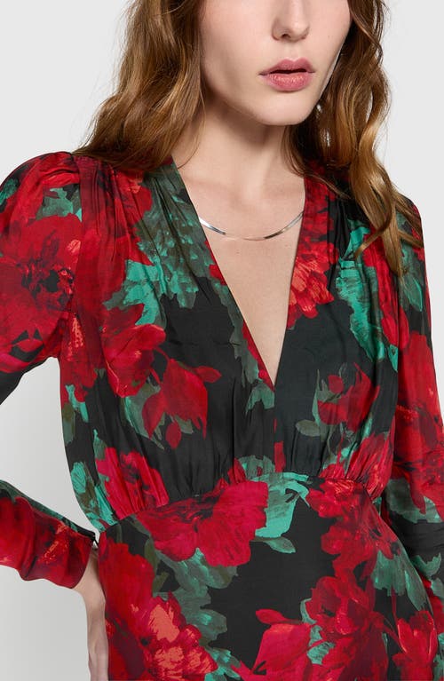 Rebecca Minkoff Aiden Floral Long Sleeve Minidress In Black Rose