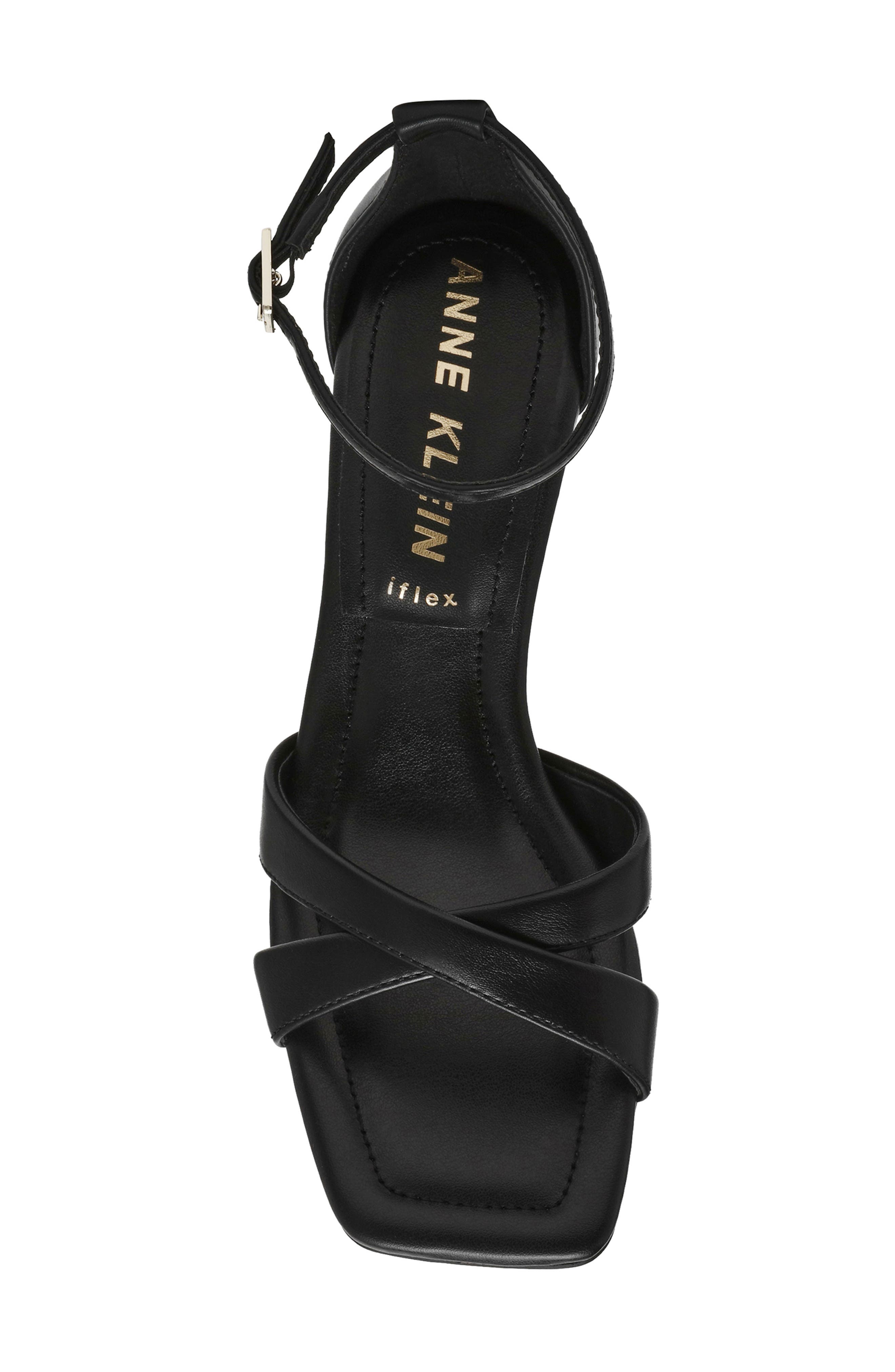 Anne Klein Joss Ankle Strap Kitten Heel Sandal, Alternate, color, Black Smooth