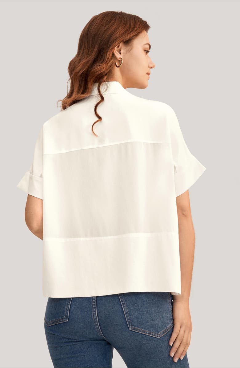 Lilysilk Casual Short Sleeves Loose Silk Shirt, Alternate, color, Natural White