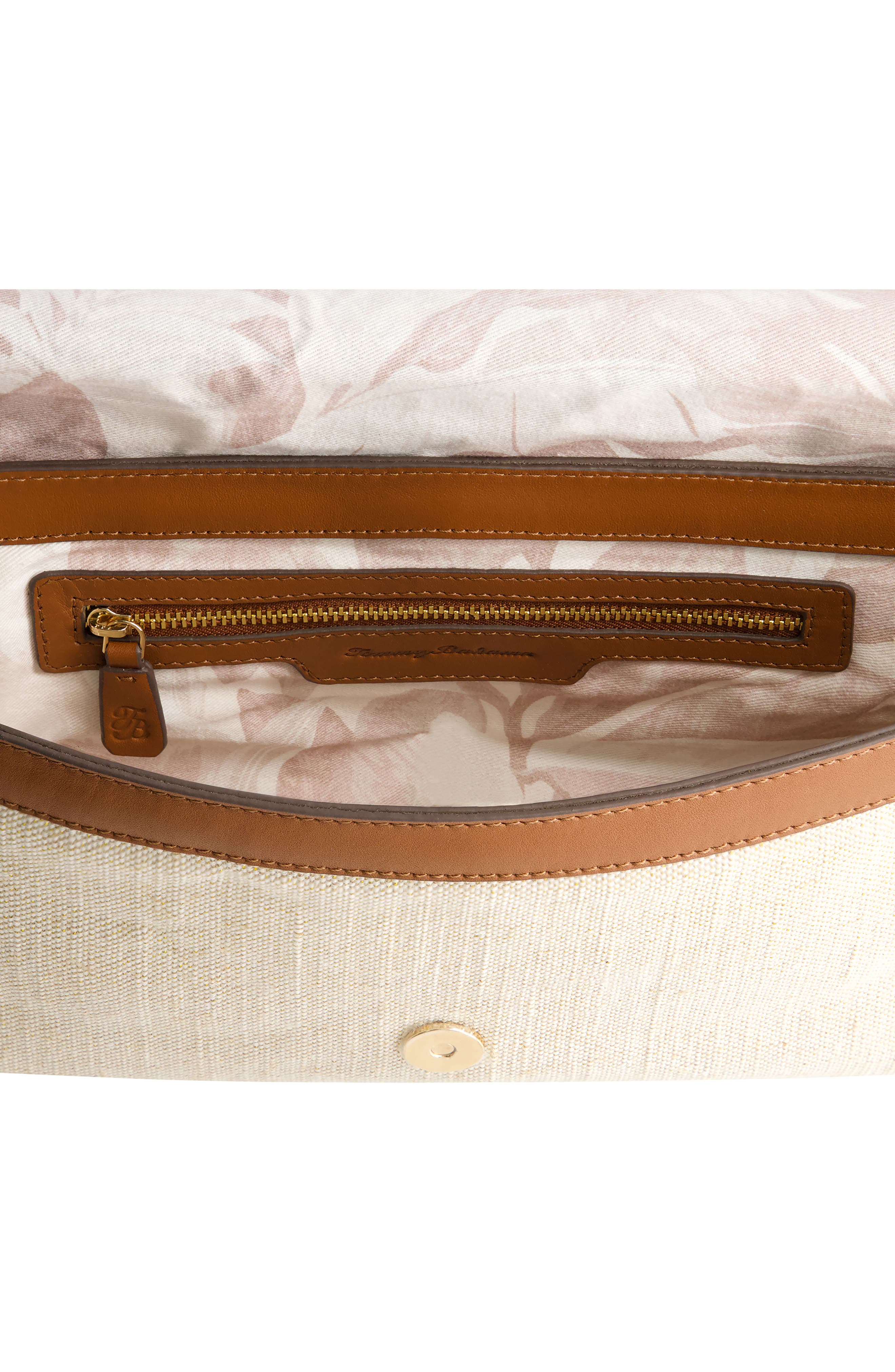 Lurex Linen Long Flap Crossbody, Alternate, color, NATURAL