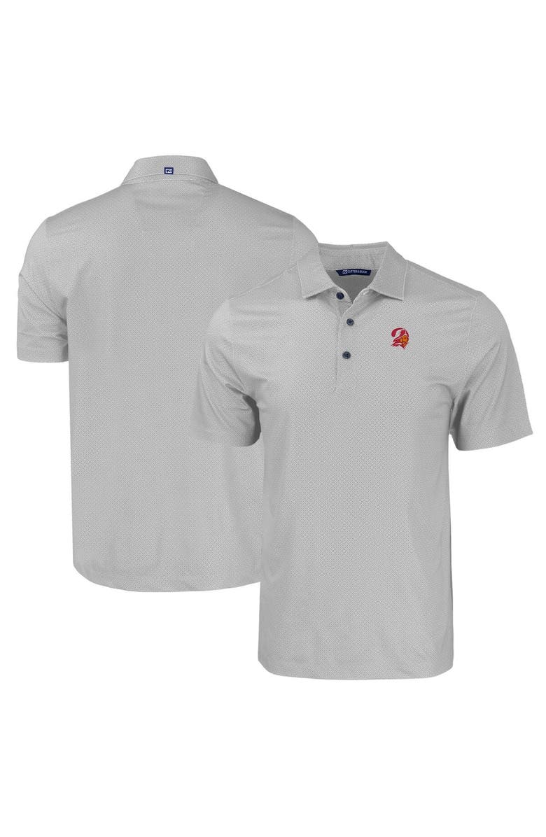 Cutter & Buck Men's Cutter & Buck  Gray Tampa Bay Buccaneers Throwback Big & Tall Pike Eco Tonal Geo Print Stretch Recycled Polo, Alternate, color, 