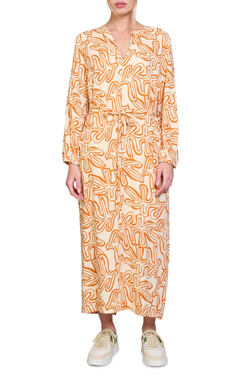 MELLODAY Swirl Long Sleeve Shirtdress, Main, color, 