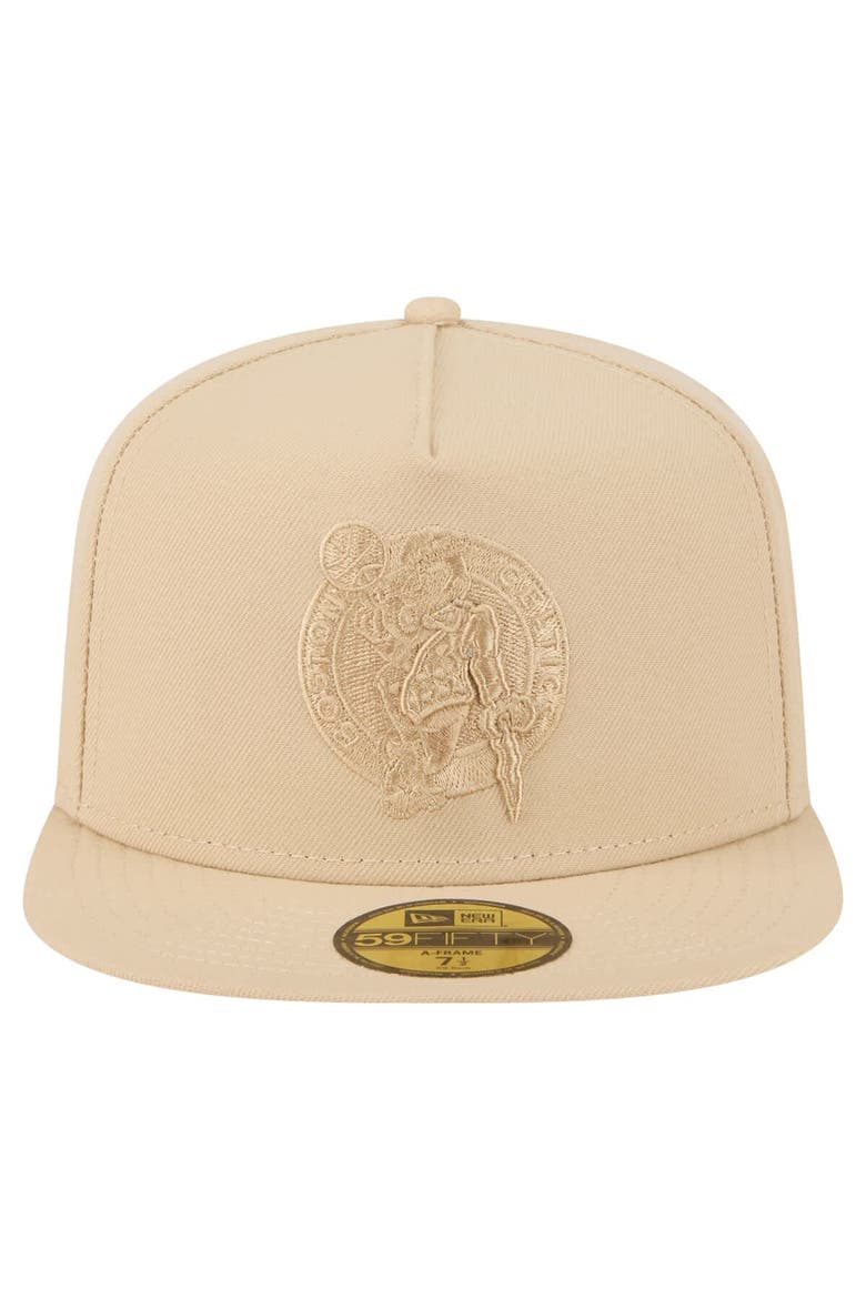 Men's New Era Khaki Boston Celtics Color Pack A-Frame 59FIFTY Fitted Hat, Alternate, color, Khaki
