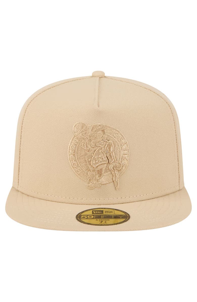 New Era Men's New Era Khaki Boston Celtics Color Pack A-Frame 59FIFTY Fitted Hat, Alternate, color, Khaki