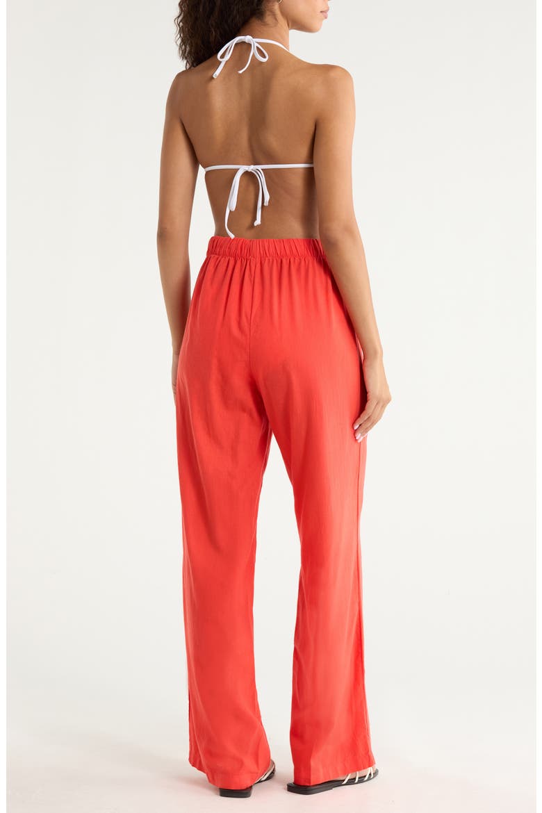 Drawstring Wide Leg Cover-Up Pants, Alternate, color, RED
