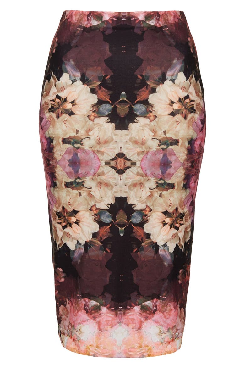 'Bruised Floral' Print Tube Skirt, Alternate, color, PINK MULTI