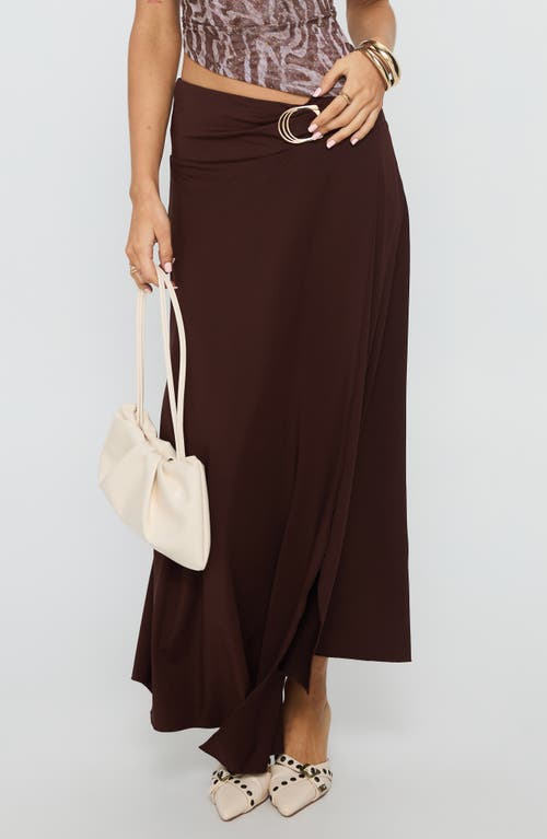 Princess Polly Nola Hardware Detail Cotton Blend Maxi Skirt In Brown