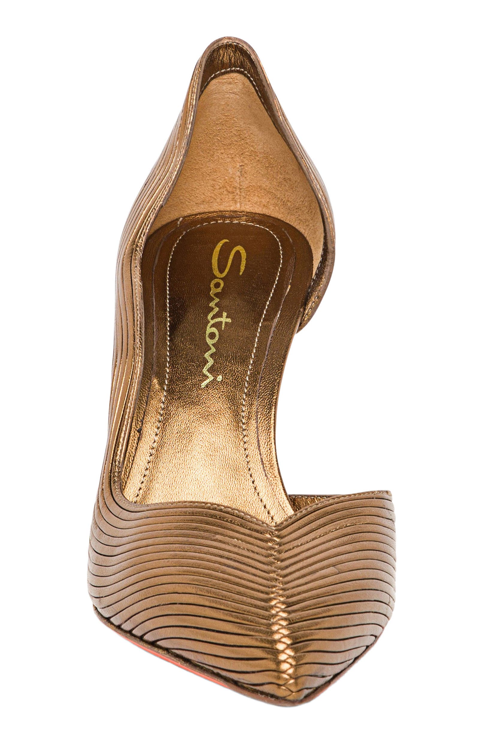 Santoni Women
s leather high-heel pump, Alternate, color, Gold