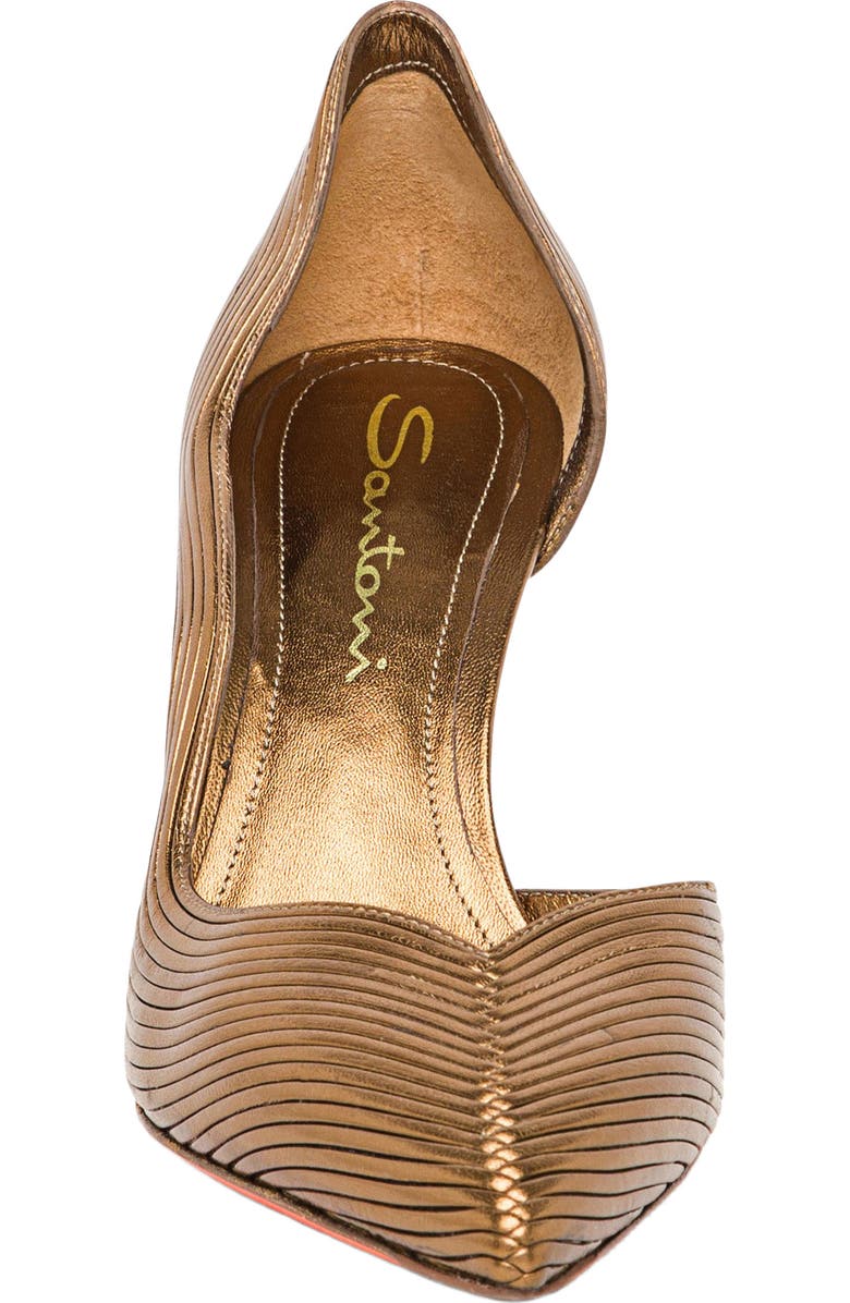 Santoni Women's leather high-heel pump, Alternate, color, Gold