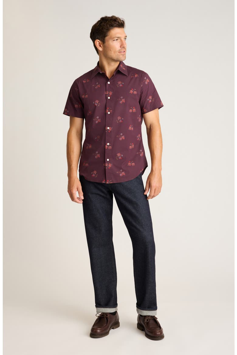 Riviera Slim Fit Floral Short Sleeve Stretch Cotton Button-Up Shirt, Alternate, color, VINTAGE NEEDLEPOINT