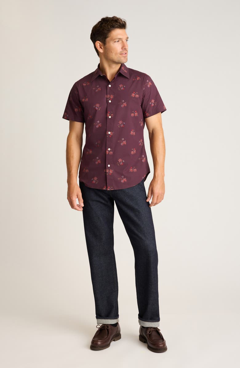 Bonobos Riviera Slim Fit Floral Short Sleeve Button-Up Shirt, Alternate, color, Vintage Needlepoint