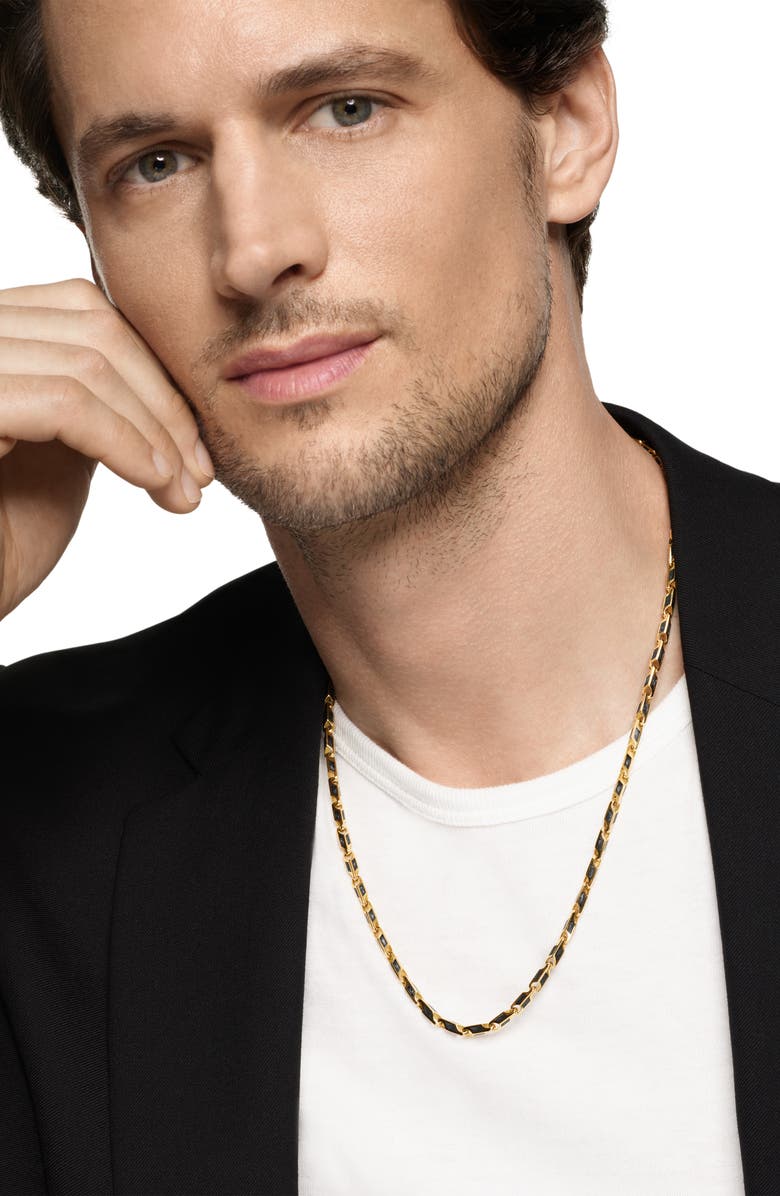 David Yurman Men's Streamline<sup>®</sup> Faceted Chain Necklace in 18K Yellow Gold with Forged Carbon, 4.3mm, Alternate, color, 