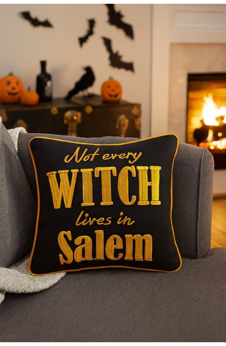 C&F Home Not Every Witch Lives In Salem 10" x 10" Halloween Accent Pillow, Alternate, color, Black