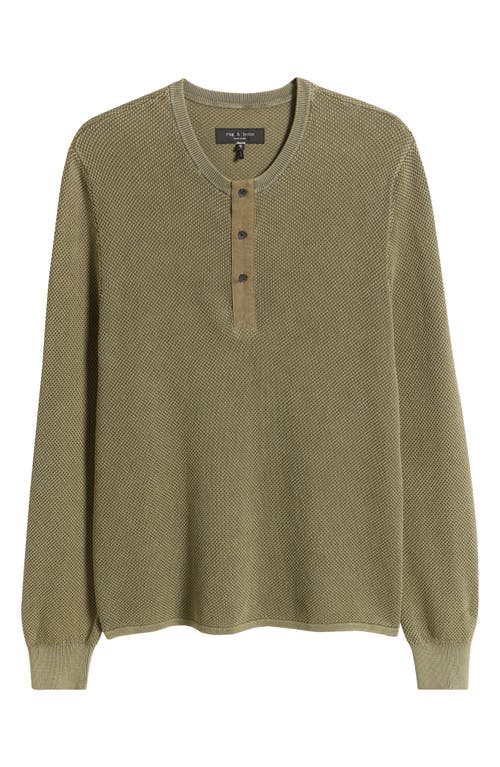 Rag & Bone Dexter Washed Organic Cotton Henley In Forest Green