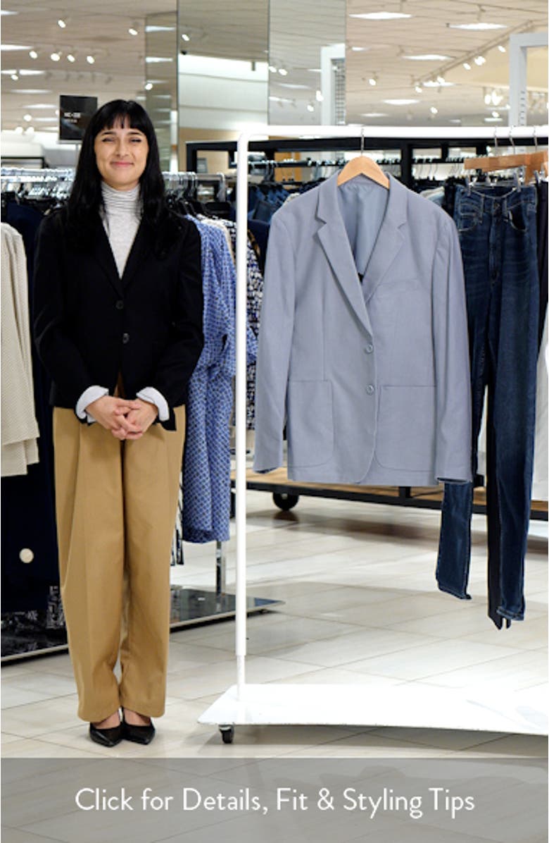 Light Blue Tailored Cotton & Linen Suit Jacket, sales video thumbnail