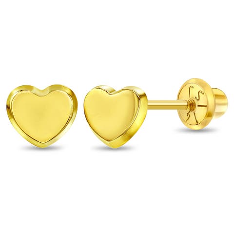 14k Polished Heart Earrings