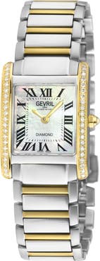 GEVRIL Regina Swiss Diamond Dial Bracelet Watch, 24mm x 32mm