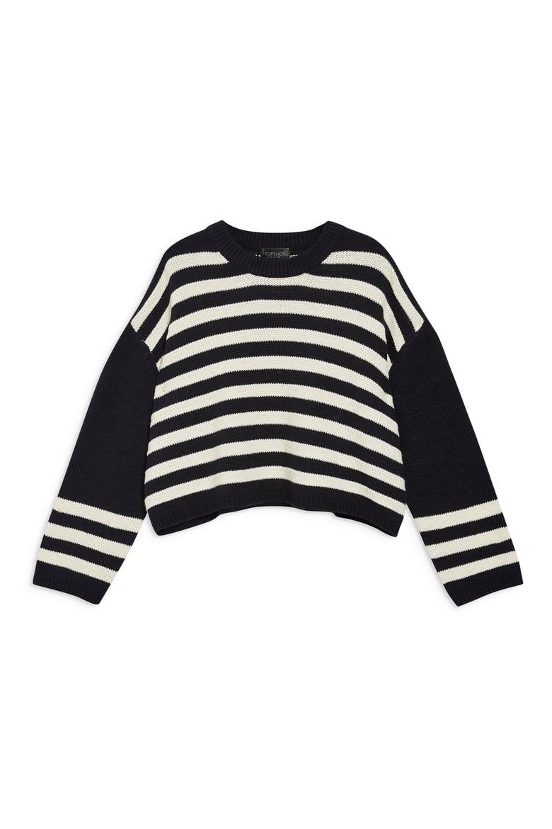 Ottoman Crop Sweater, Alternate, color, IVORY MULTI