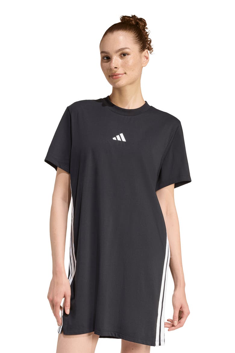 Essential 3-Stripes T-Shirt Dress, Alternate, color, BLACK/ WHITE