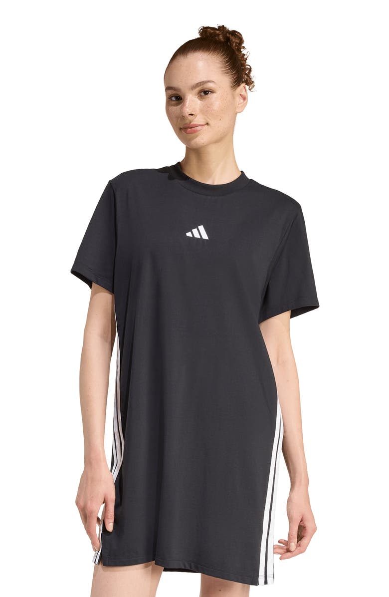 adidas Essential 3-Stripes T-Shirt Dress, Alternate, color, Black/ White